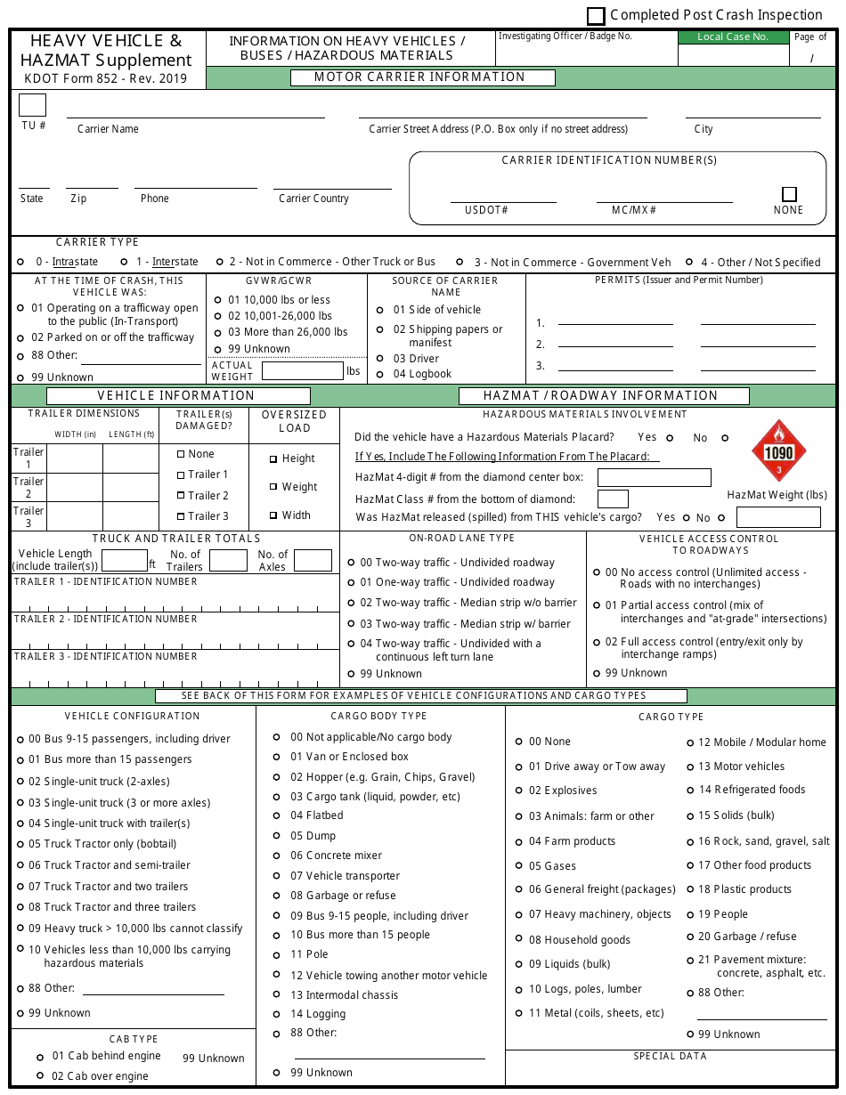 Dot form 850 fill out sign online and download fillable pdf kansas