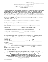 Form TR-67A &quot;Request for Motor Vehicle Information (Crash Reports)&quot; - North Carolina