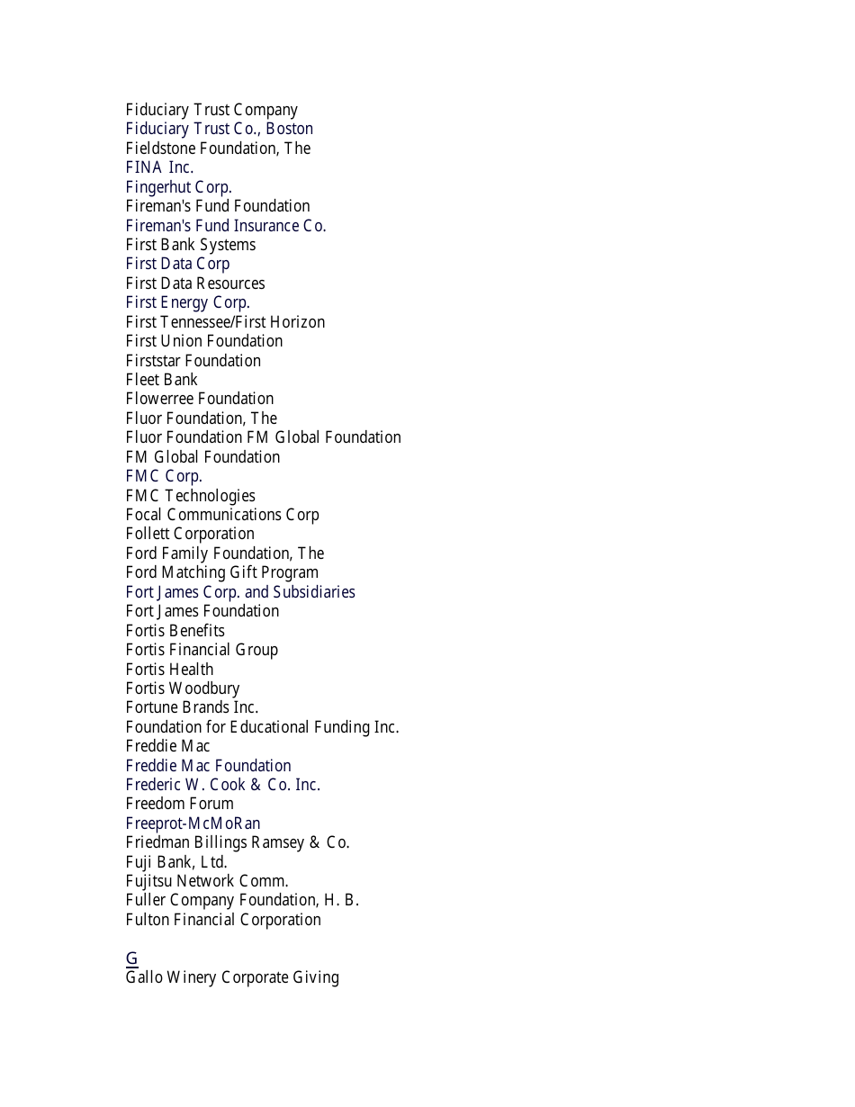 List of Companies With Matching Gift Programs Download Printable PDF