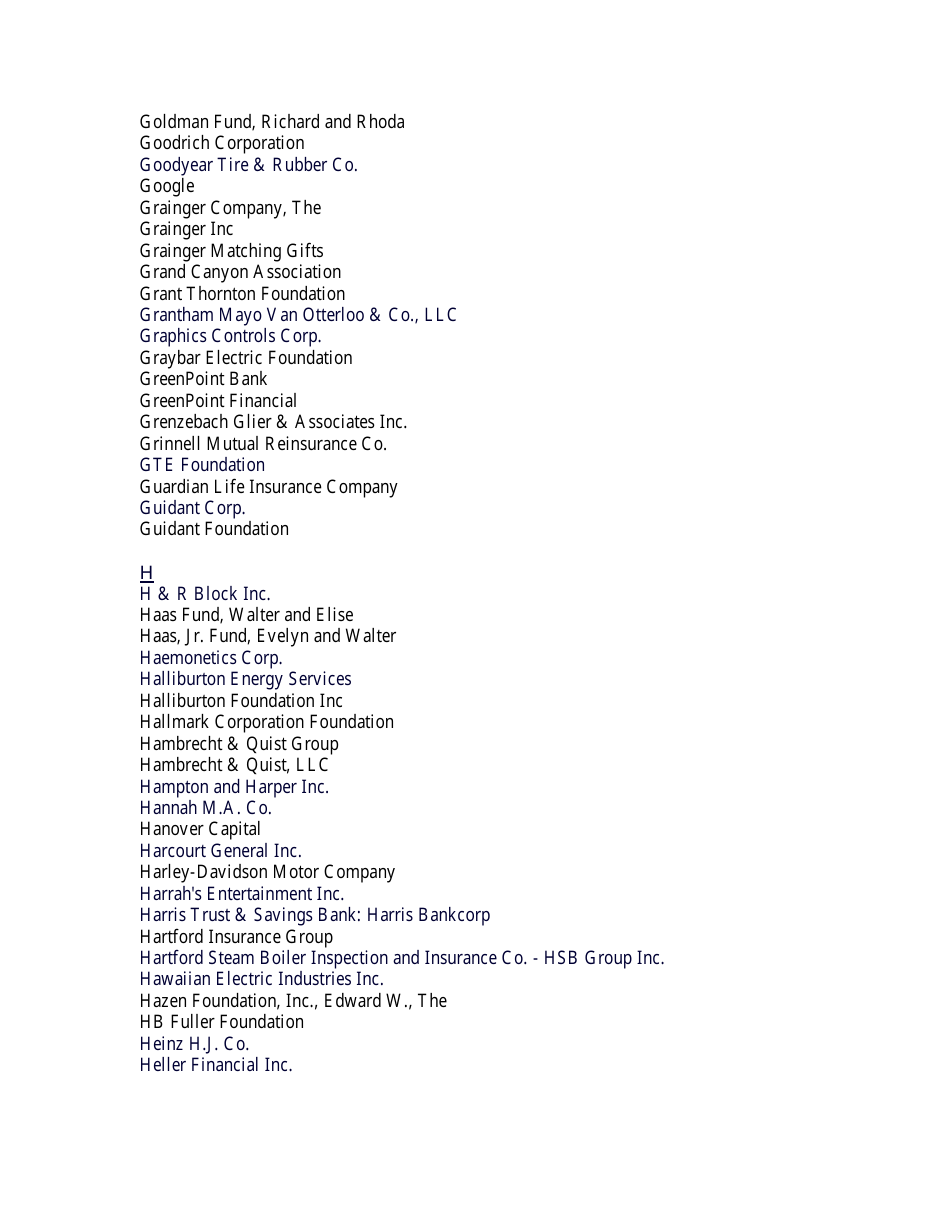 List of Companies With Matching Gift Programs Download Printable PDF