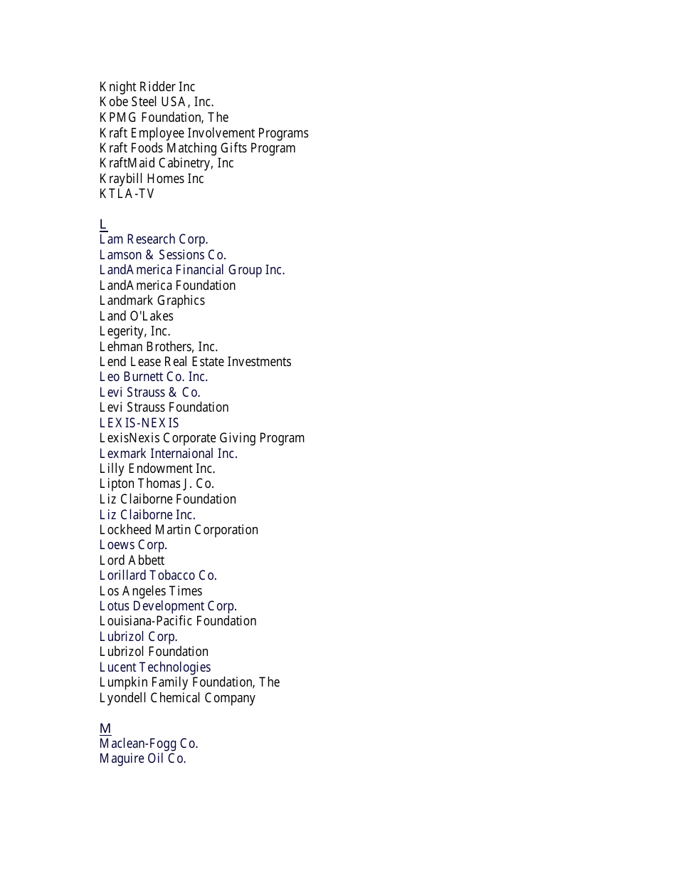 List of Companies With Matching Gift Programs, Page 16