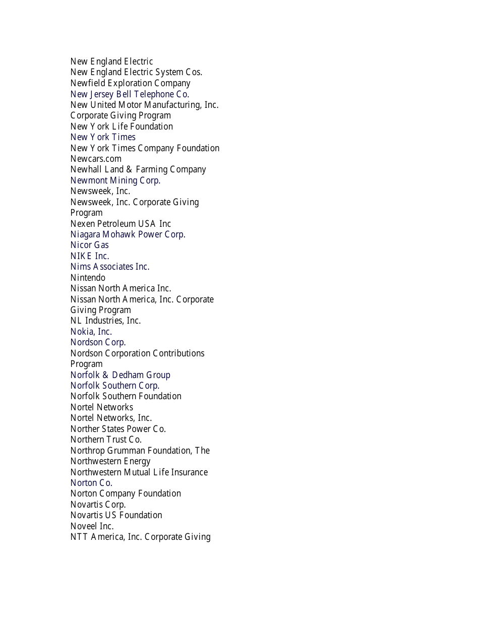 List of Companies With Matching Gift Programs Download Printable PDF