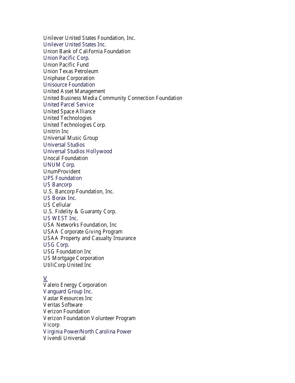 List of Companies With Matching Gift Programs Download Printable PDF