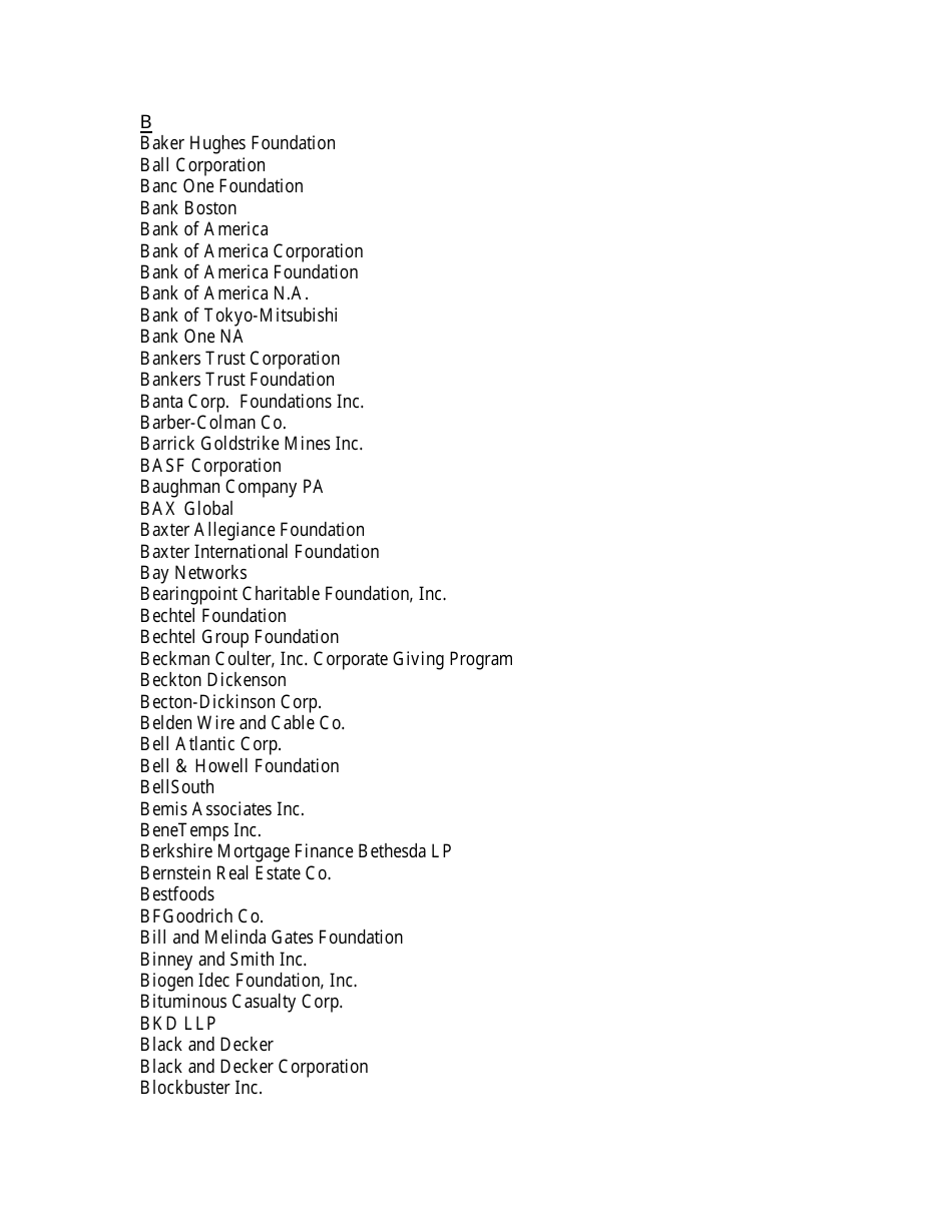 List of Companies With Matching Gift Programs Download Printable PDF