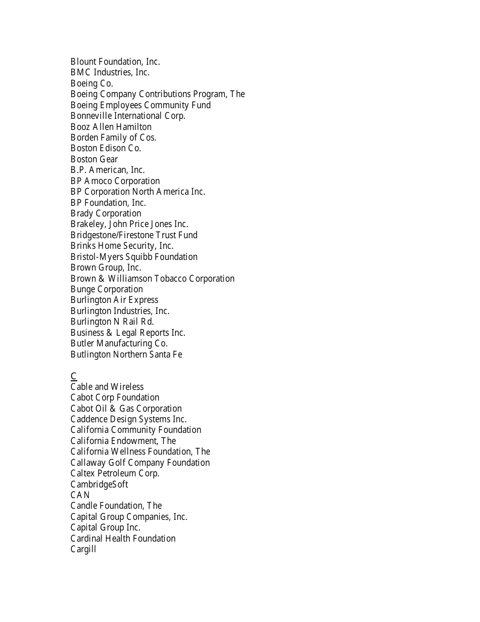 List of Companies With Matching Gift Programs Download Printable PDF