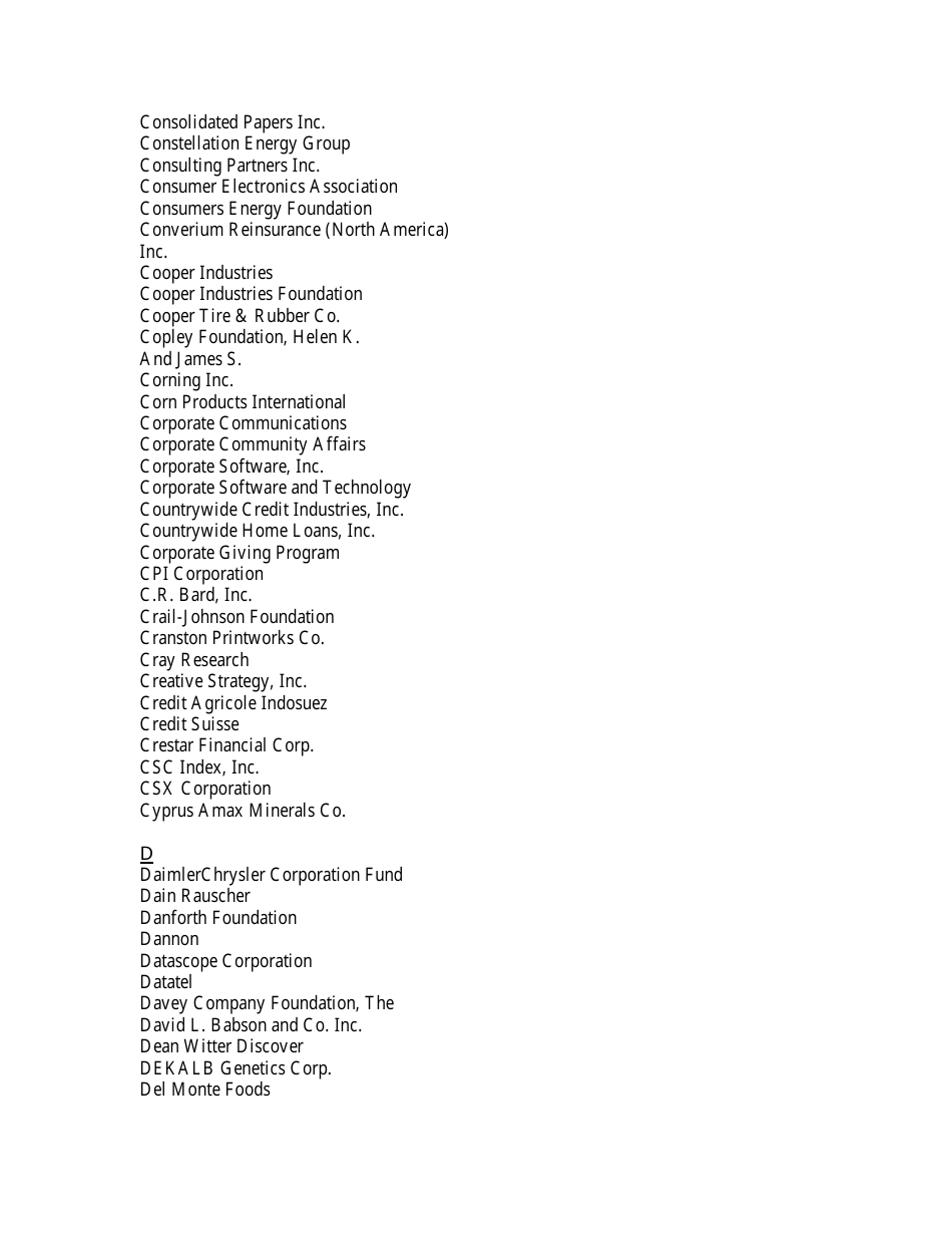 List of Companies With Matching Gift Programs, Page 7