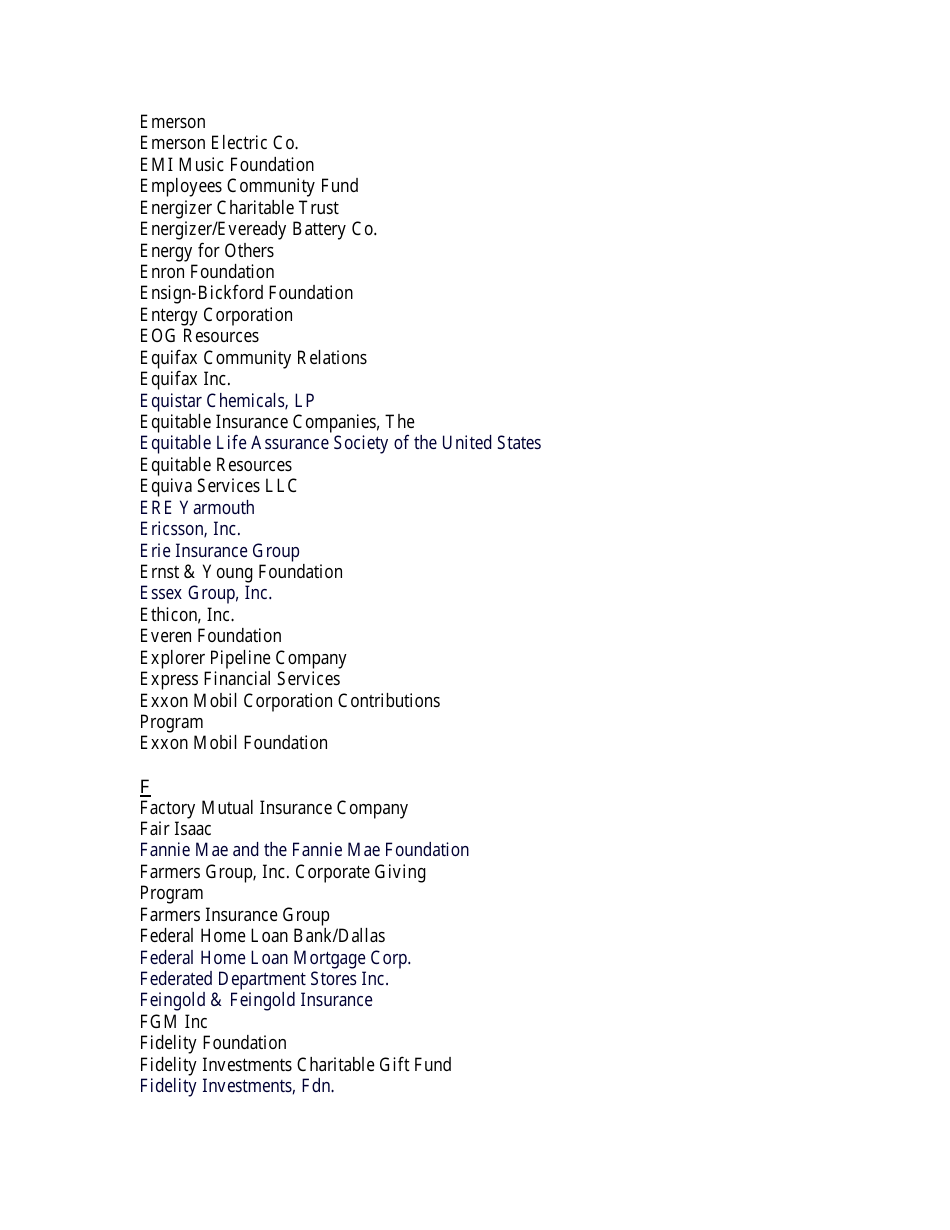 List of Companies With Matching Gift Programs Download Printable PDF