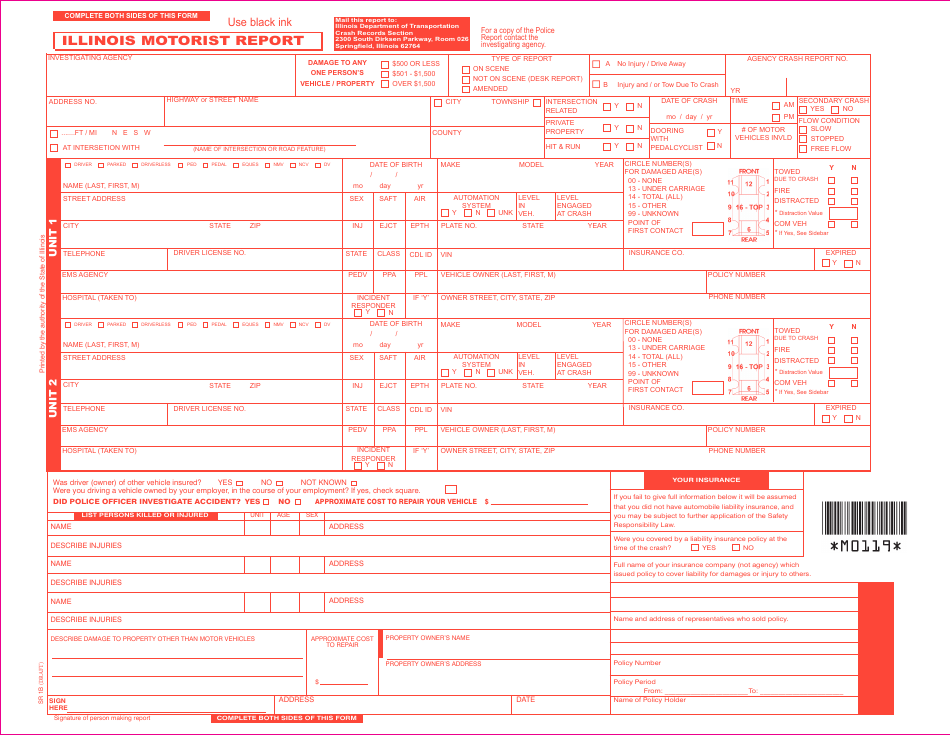 Form SR1B Illinois Motorist Report - Illinois, Page 1
