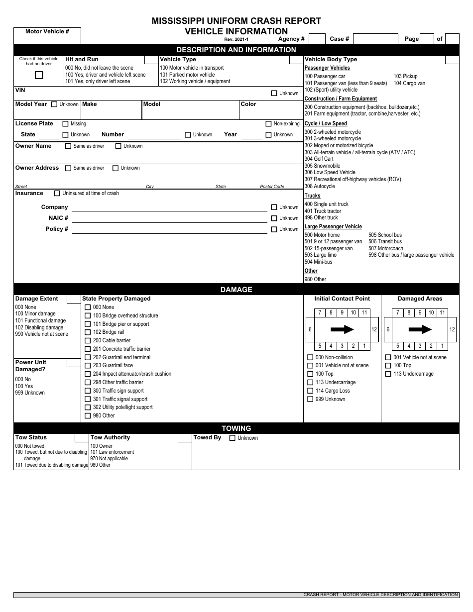 Mississippi Mississippi Uniform Crash Report - Fill Out, Sign Online ...