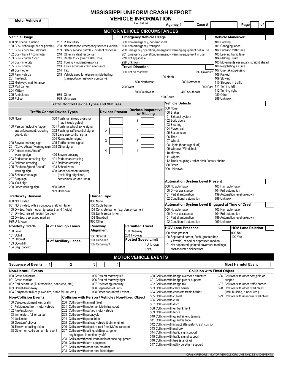 Mississippi Mississippi Uniform Crash Report - Fill Out, Sign Online ...