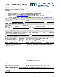 Document preview: Vehicle Crash/Damage Notice Form - Minnesota