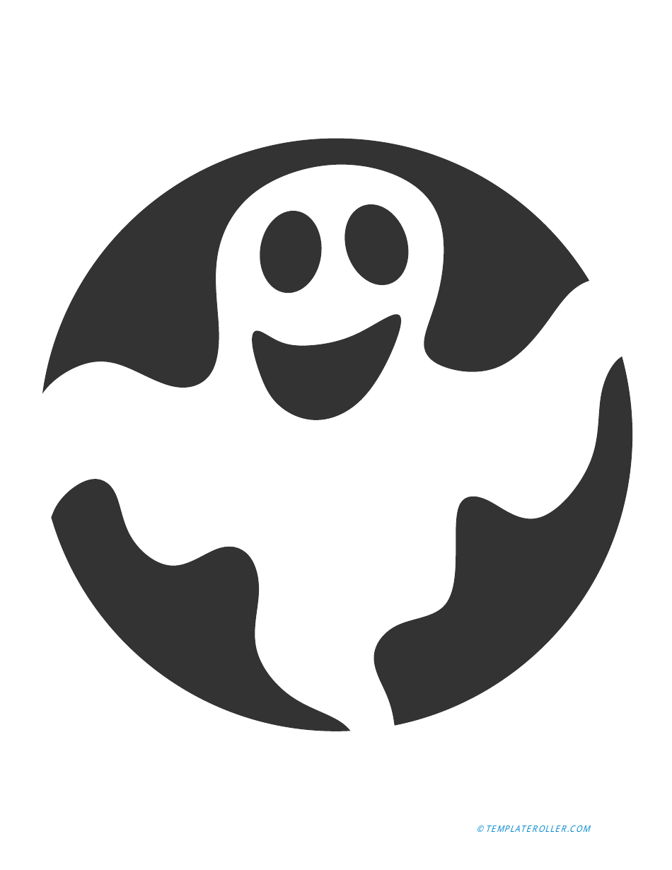 Ghost Pumpkin Carving Template Preview