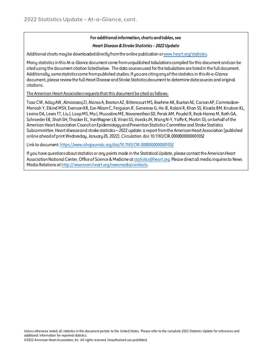 Heart Disease and Stroke Statistics Update Fact Sheet - at-A-glance, Page 5