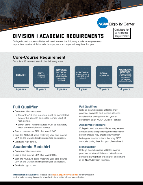 Division I Academic Requirements Document ImagePreview