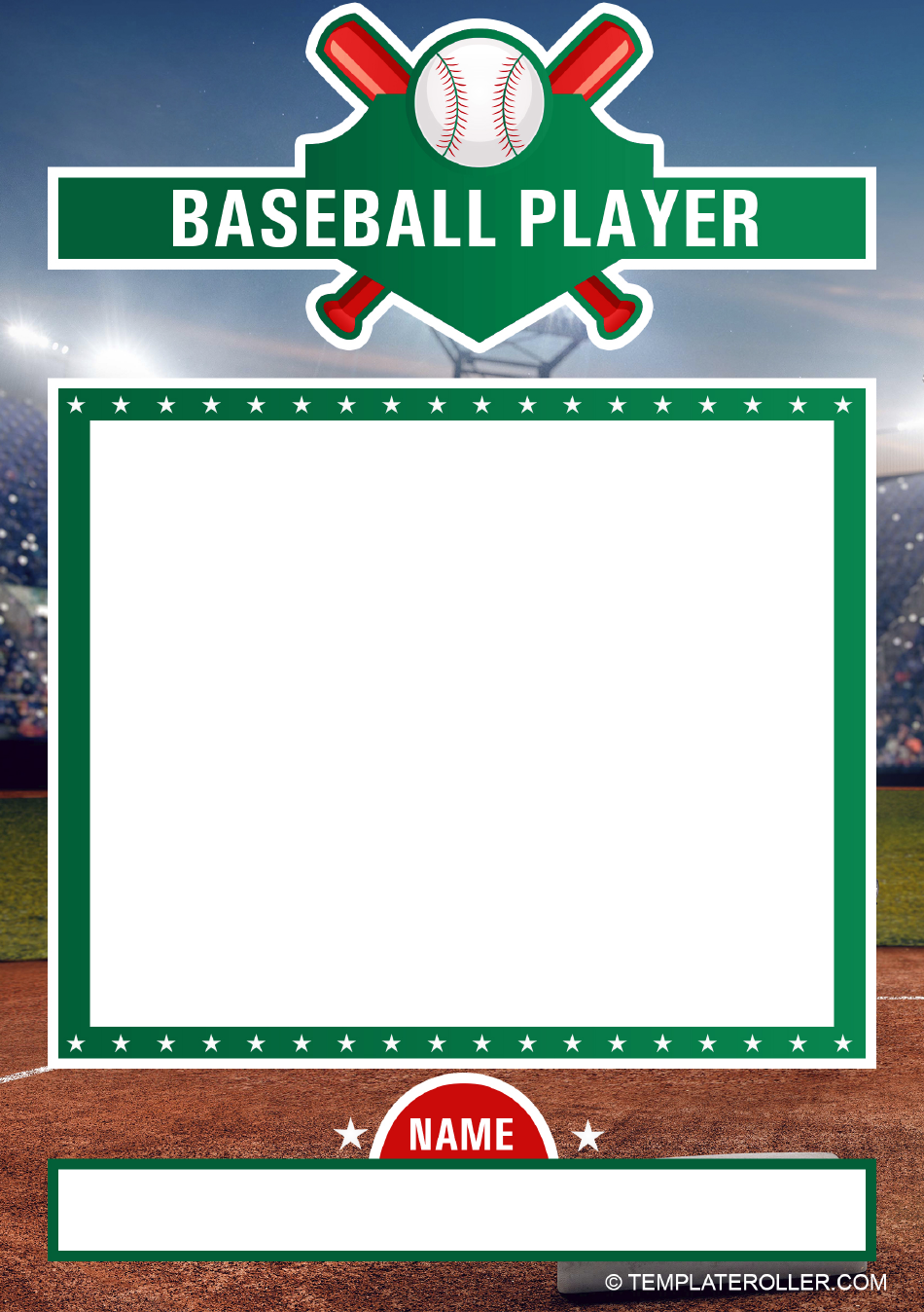 Baseball Card Template - Green, Page 1