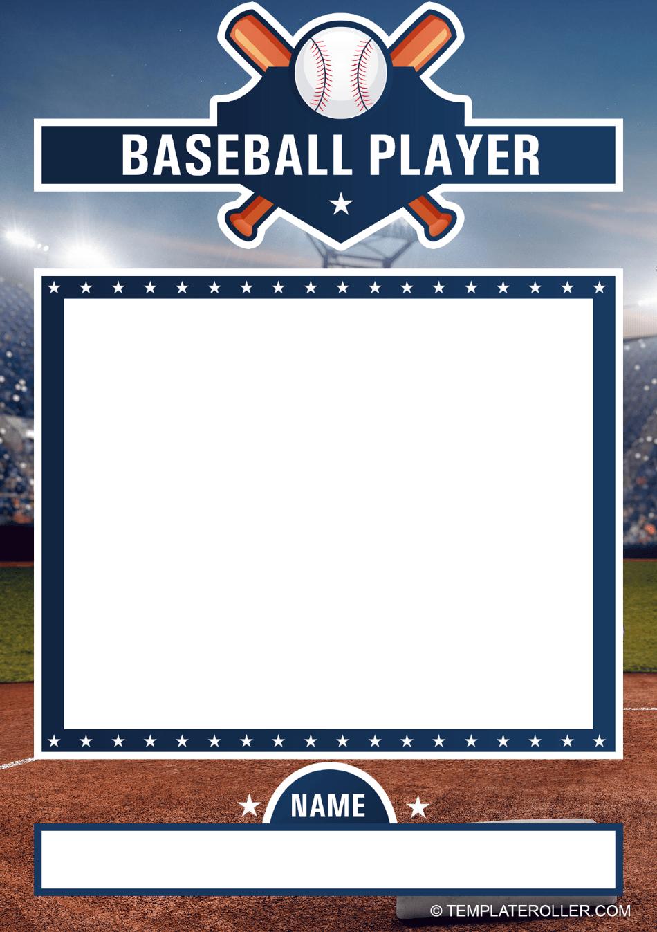 Baseball Card Template Blue Download Printable PDF Templateroller