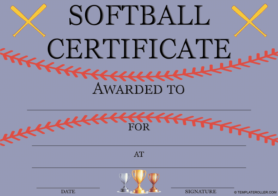 Softball Certificate Template - Dark Grey