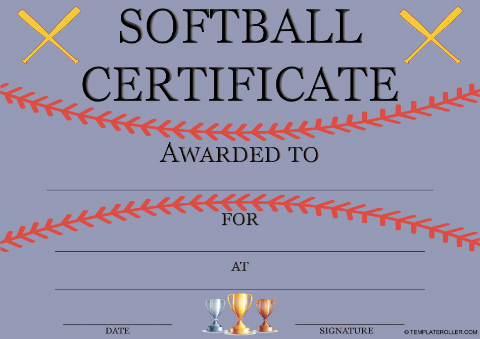 Free Softball Certificate Templates Free Softball Certificate Templates