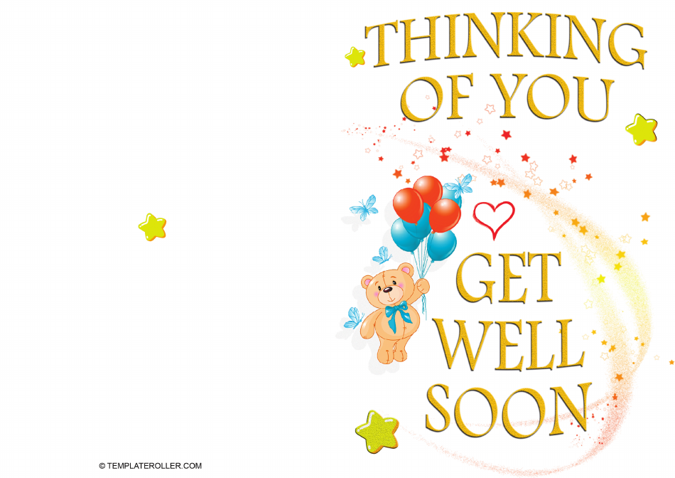 Get Well Soon Card Template with Bear - Preview