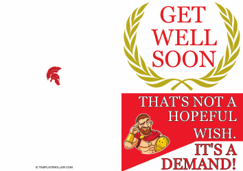 Document preview: Get Well Soon Card Template - Red