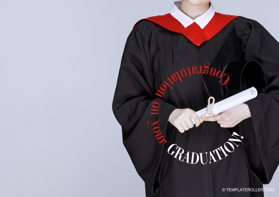 Graduation Card Template featuring a student with a visionary cap and gown.