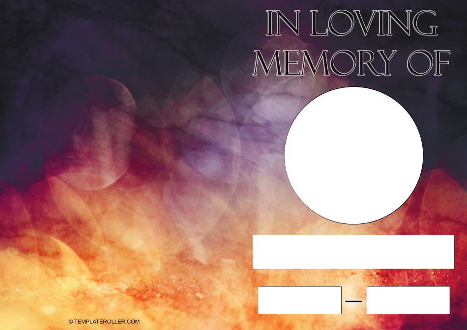 Template preview for an Obituary Card design for a Loving Memory