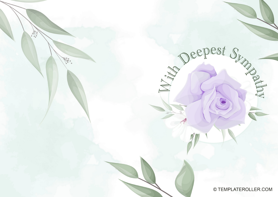 Sympathy Card Template Featuring a Beautiful Rose