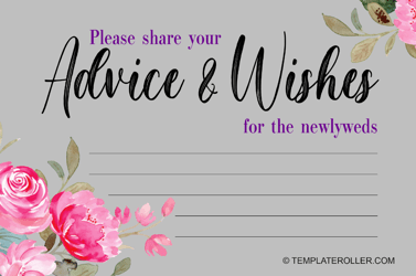 &quot;Wedding Advice Card Template - Grey&quot;
