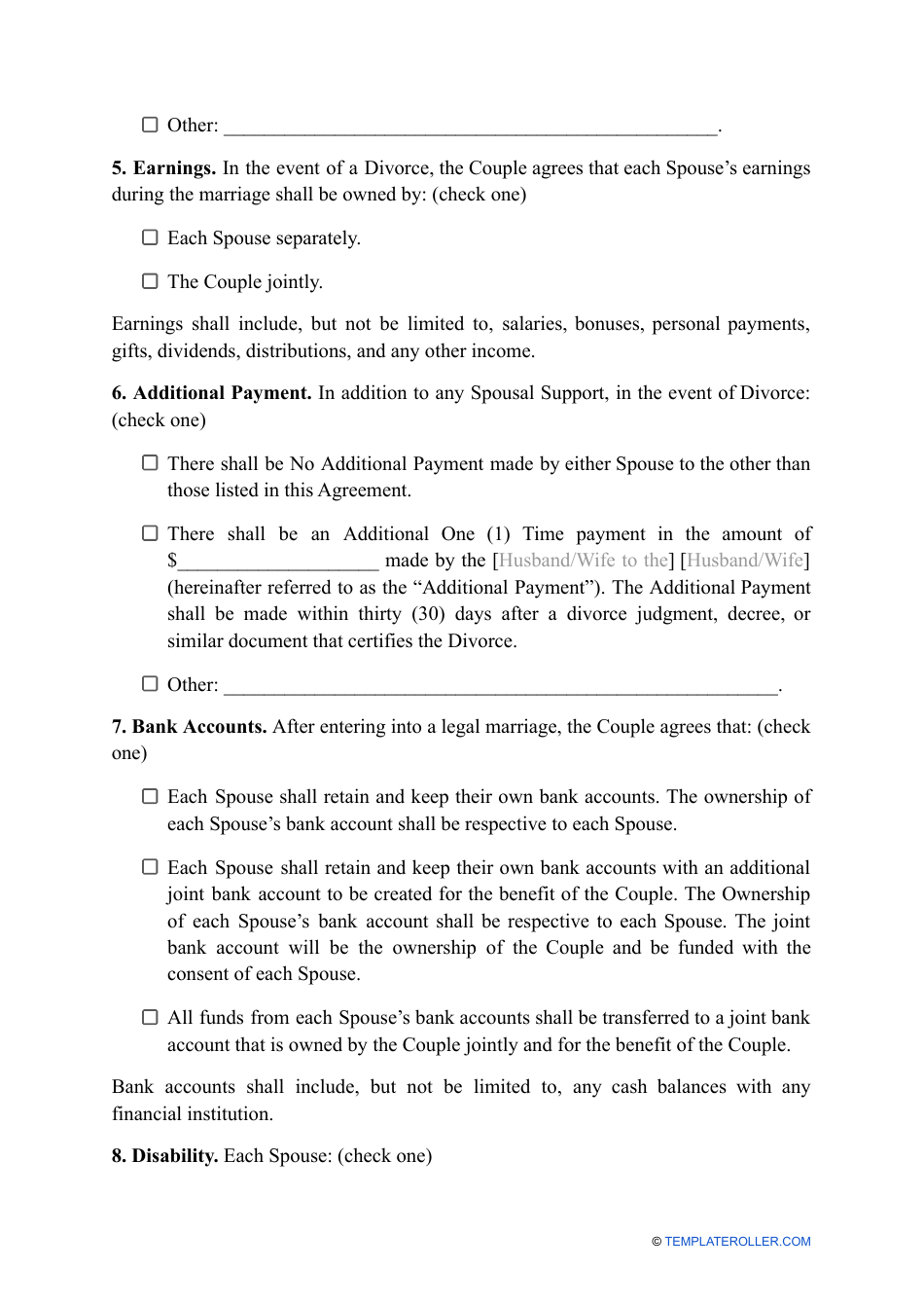 Prenuptial Agreement Template - Colorado, Page 3