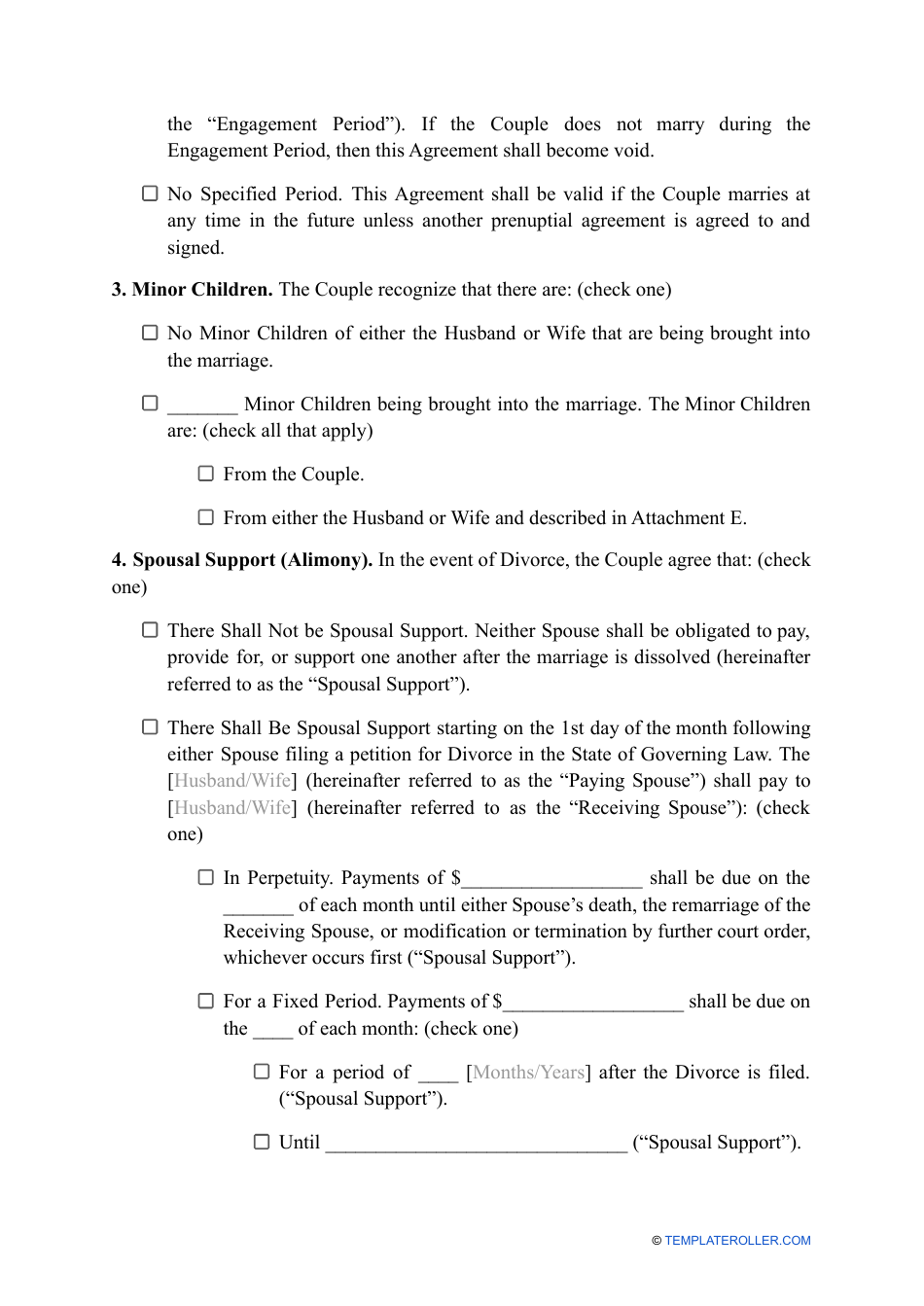 Prenuptial Agreement Template - Michigan, Page 2