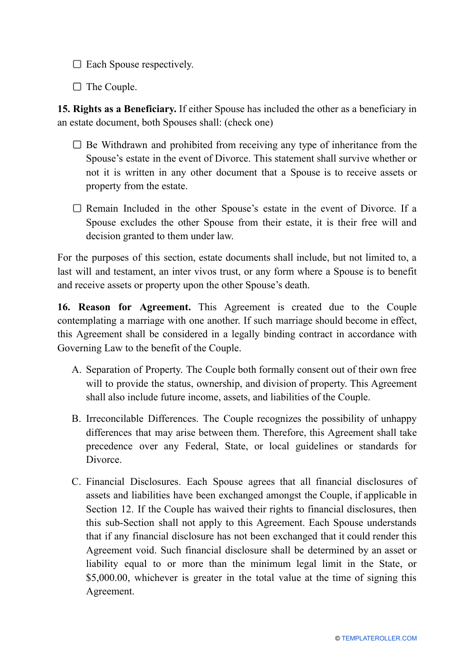 Prenuptial Agreement Template - Montana, Page 7