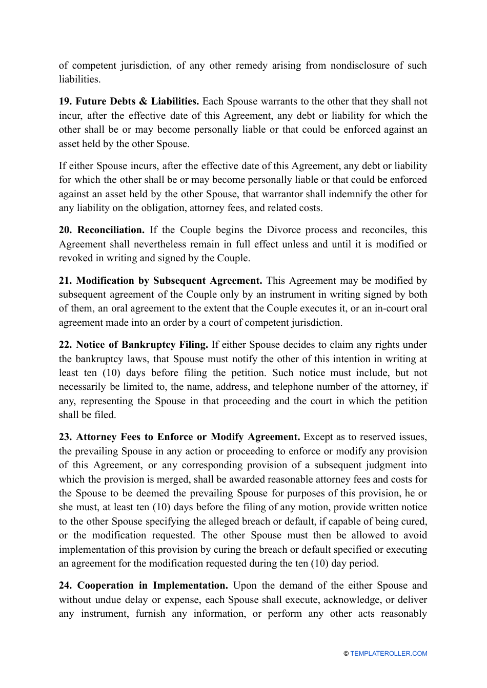 Prenuptial Agreement Template - Ohio, Page 9