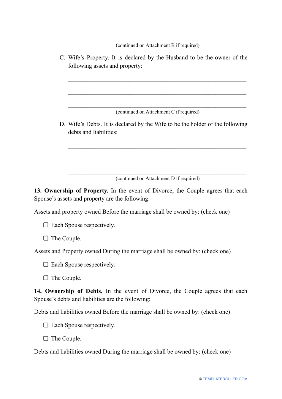 Prenuptial Agreement Template - Wisconsin, Page 6