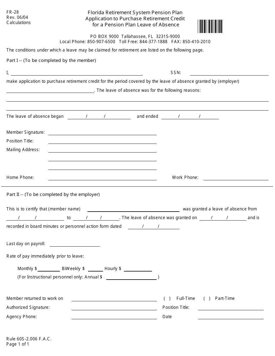 Form FR-28 - Fill Out, Sign Online and Download Fillable PDF, Florida ...