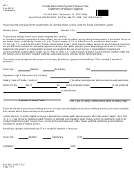 Document preview: Form MF-1 Statement of Military Eligibility - Florida