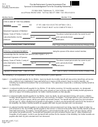 Document preview: Form SA-2 Spousal Acknowledgment Form for Disability Retirement - Florida
