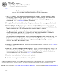 Document preview: Instructions for Certificate of Organization (Limited Liability Company) - Utah