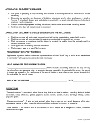Animal Permit Application - Domestic, Dangerous, or Wild Animals - City of Troy, Michigan, Page 2