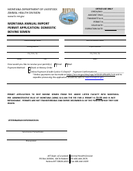 Document preview: Montana Annual Import Permit Application: Domestic Bovine Semen - Montana