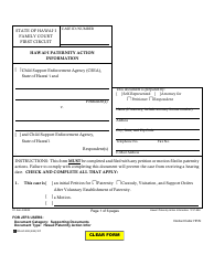 Form 1F-P-994 Hawai&#039;i Paternity Action Information - Hawaii
