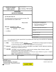 Document preview: Form 1F-P-1026A Proposed Notice of Hearing - Hawaii