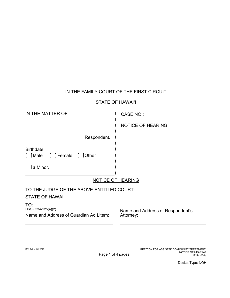 Form 1F-P-1026A Proposed Notice of Hearing - Hawaii, Page 2