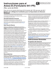 Instrucciones para IRS Formulario 941-PR Anexo B Registro De La Obligacion Contributiva Para Los Depositantes De Itinerario Bisemanal (Puerto Rican Spanish)