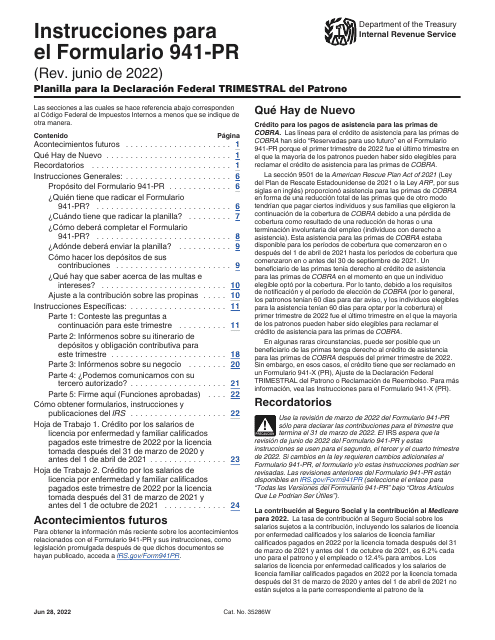 IRS Formulario 941-PR  Printable Pdf