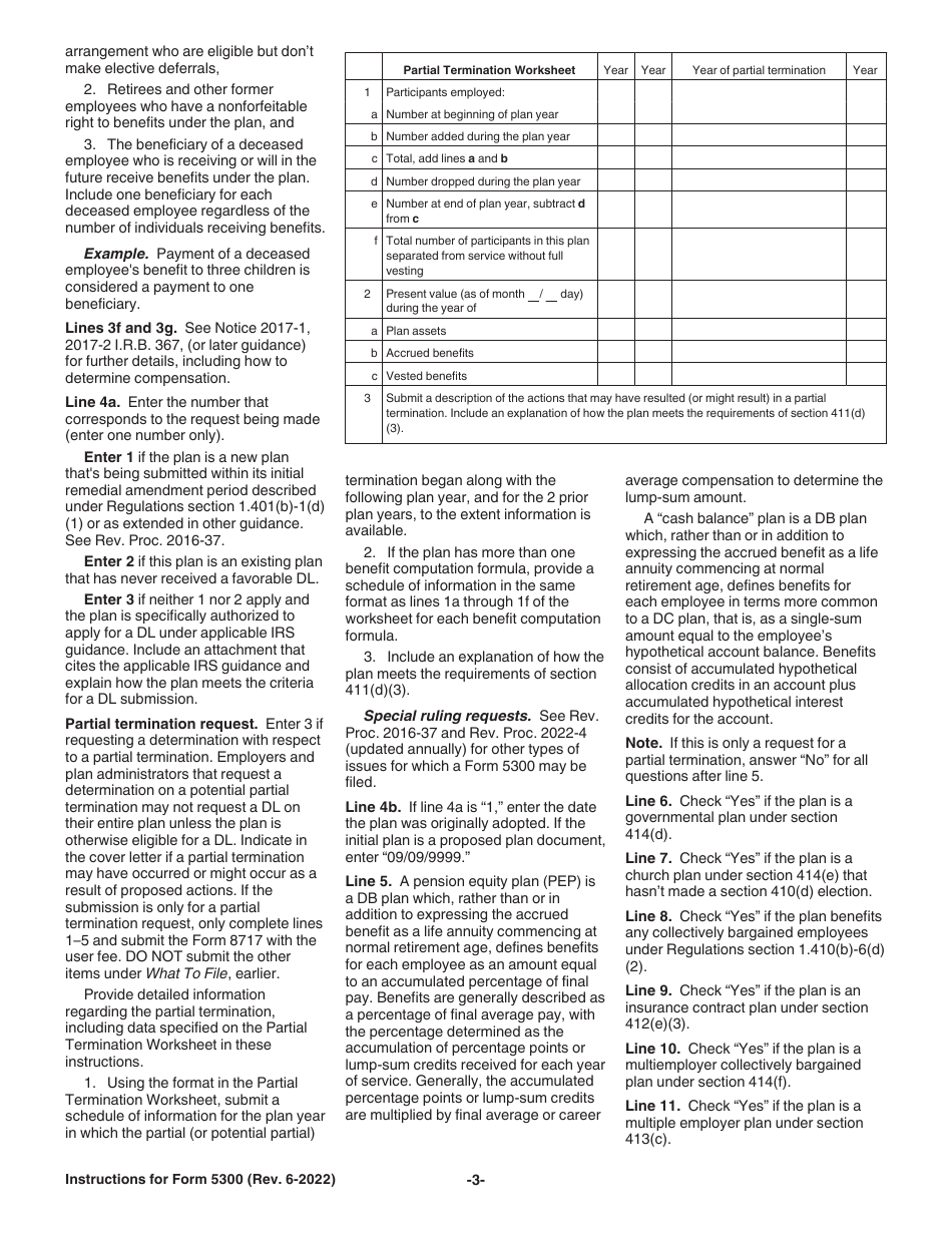 Instructions for IRS Form 5300 Application for Determination for Employee Benefit Plan, Page 3