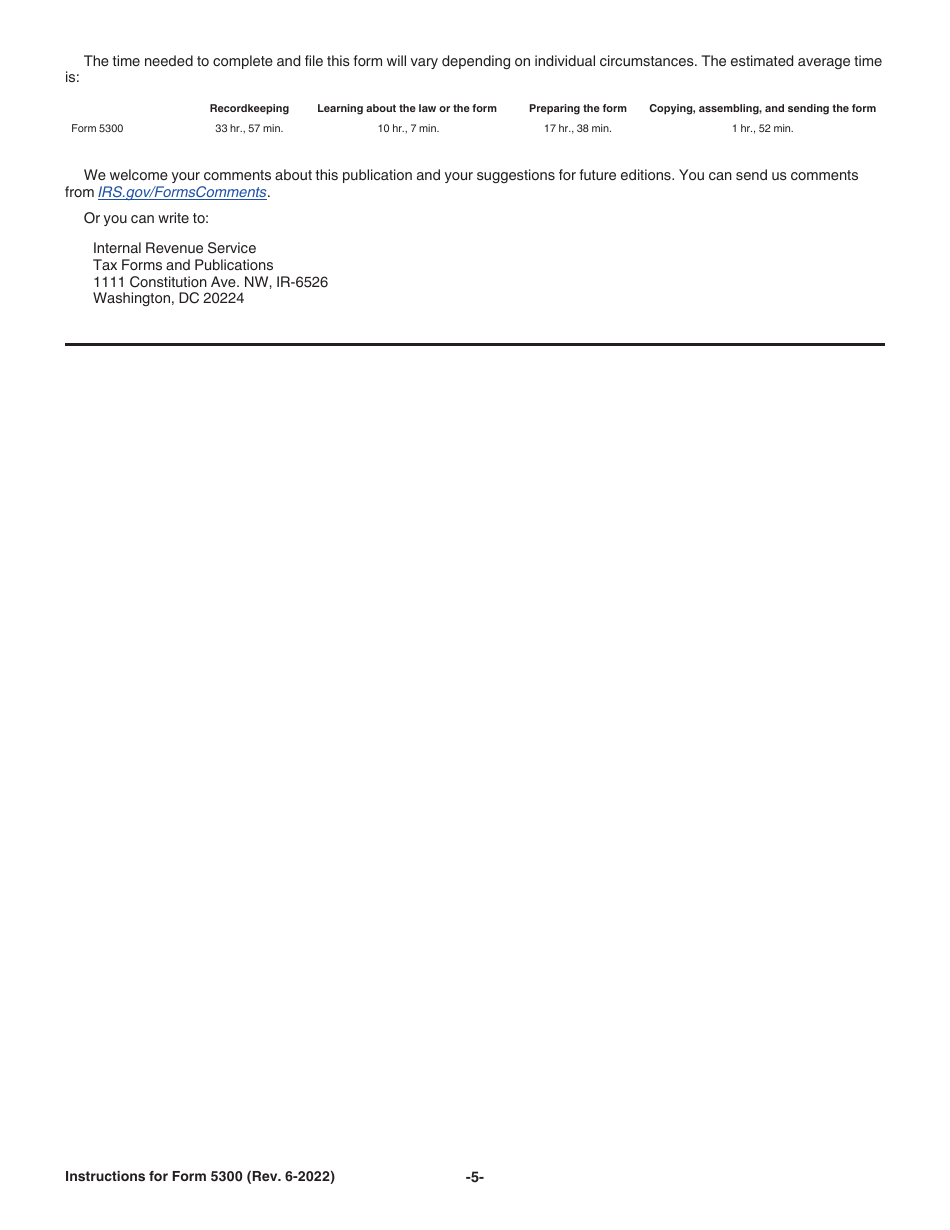 Instructions for IRS Form 5300 Application for Determination for Employee Benefit Plan, Page 5