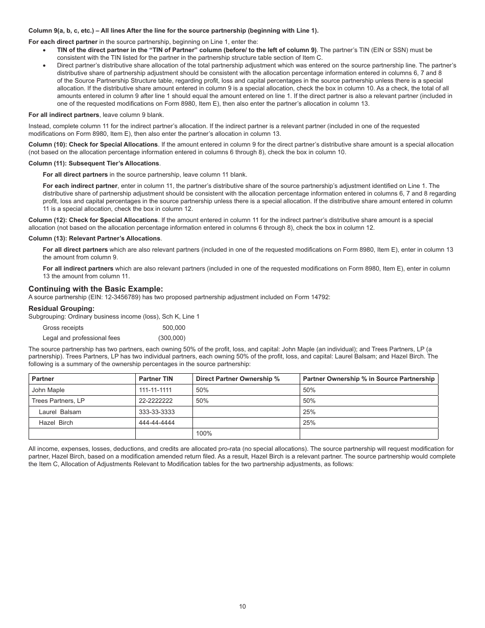 Instructions for IRS Form 8980 Partnership Request for Modification of Imputed Underpayments Under IRC Section 6225(C), Page 10