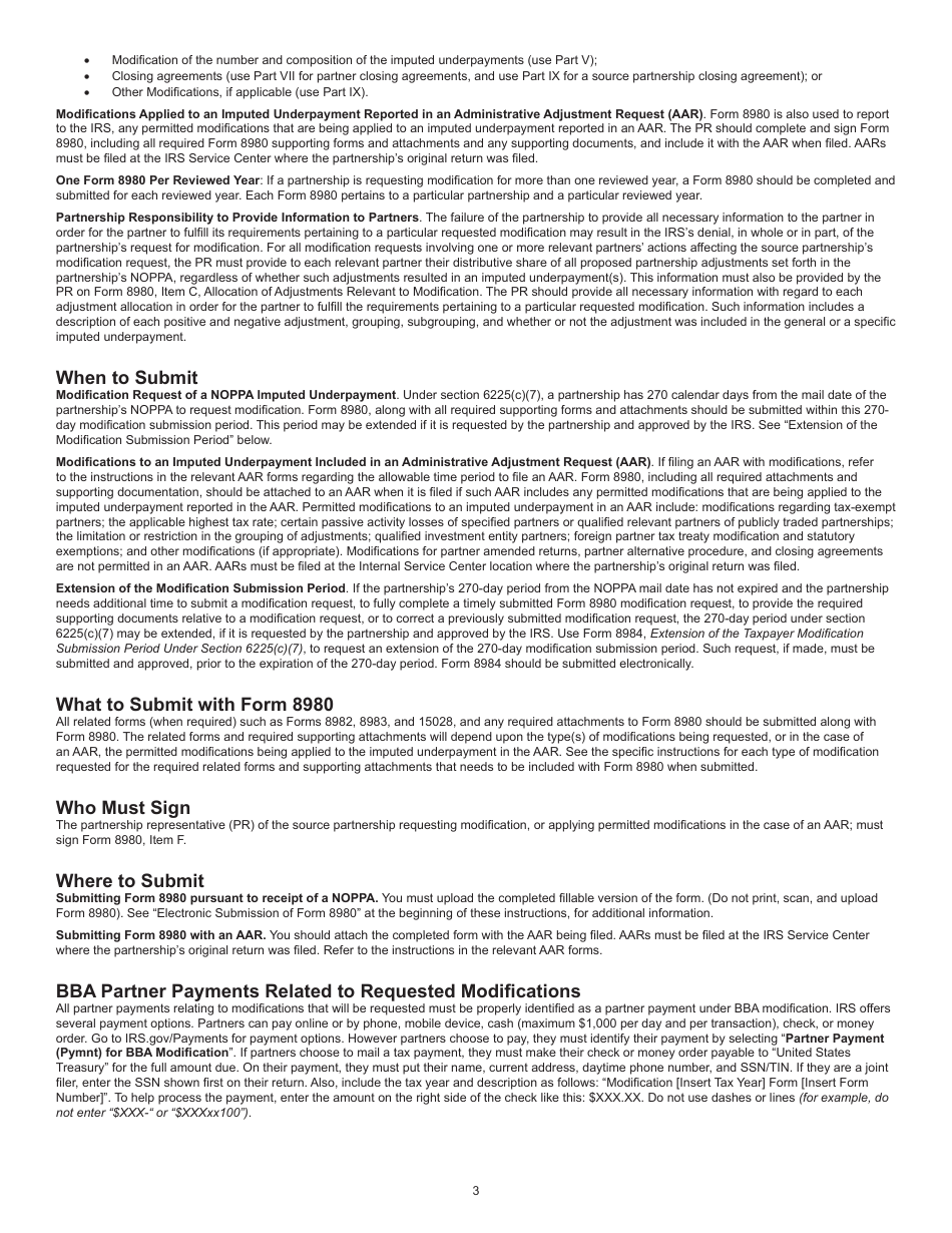 Instructions for IRS Form 8980 Partnership Request for Modification of Imputed Underpayments Under IRC Section 6225(C), Page 3