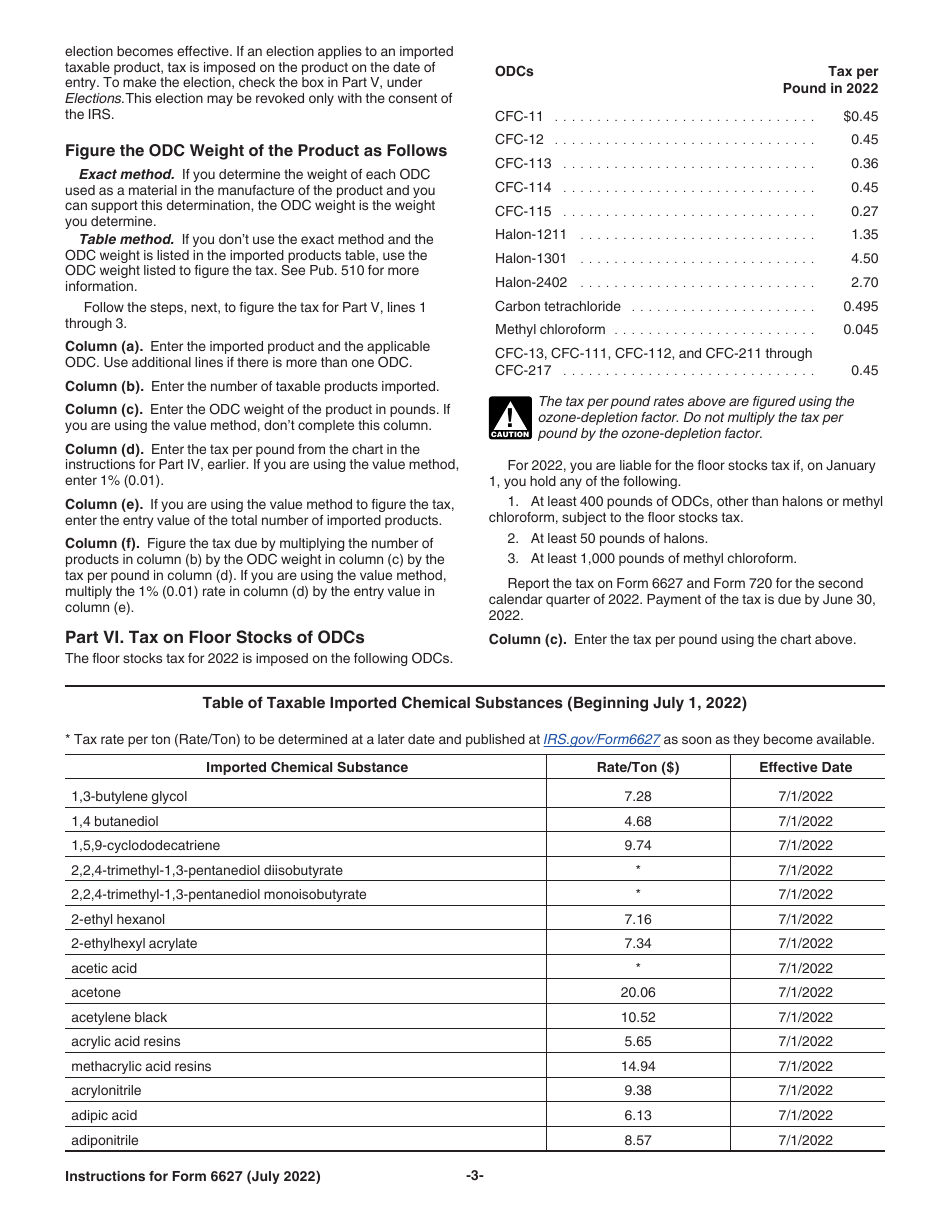 Instructions for IRS Form 6627 Environmental Taxes, Page 3