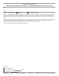 Document preview: IRS Form 8691 Memorandum Refund Pursuant to: Settlement/Government Concession